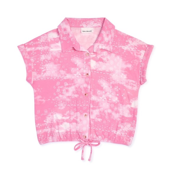 sugar & diamonds Other - SUGAR & DIAMONDS Girls Faux Tie Front Shirt Size XL 16 Pink Cropped New